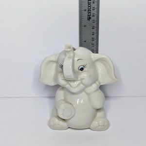 Vintage White Pottery Ceramic Cute Elephant Bank with Stopper